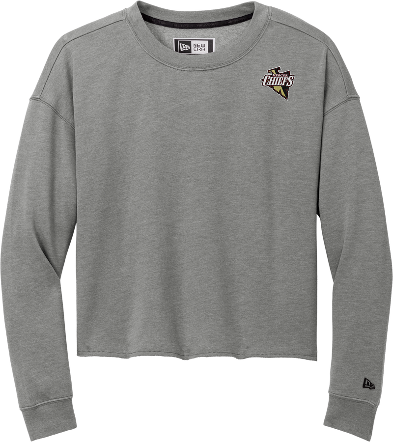 Mercer Chiefs New Era Ladies Tri-Blend Fleece Crop Crew