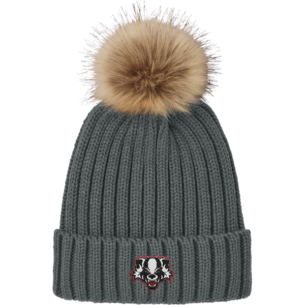 Scary Badgers Faux Fur Pom Beanie